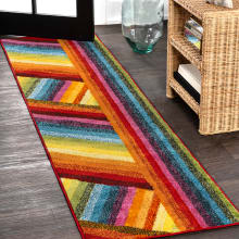 Dazzle 2' x 7-3/4' Polypropylene Geometric and Striped Indoor Runner