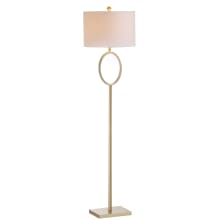 April Single Light 61" Tall LED Floor Lamp with Hardback Cotton Shade