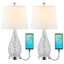 Pack of (2) - Lily 22" Tall LED Vase Table Lamp With USB Charging Port