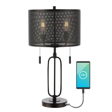 Hank 2 Light 27" Tall LED Novelty Table Lamp With USB Charging Port
