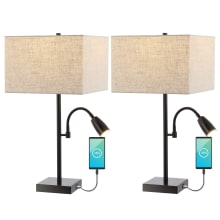 Hudson 2 Light 26" Tall LED Buffet Lamp Sets With USB Charging Port