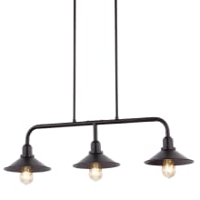 Cade 3 Light 34" Wide LED Linear Chandelier with Metal Shades