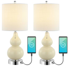 Pack of (2) - Cora 22" Tall LED Vase Table Lamp With USB Charging Port