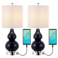 Pack of (2) - Cora 22" Tall LED Vase Table Lamp With USB Charging Port