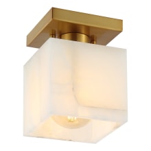 Alessia 5" Wide LED Semi-Flush Square Ceiling Fixture with Alabaster Shade