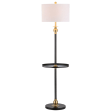 Evans Single Light 61" Tall LED Dual Function Floor Lamp with Hardback Cotton Shade