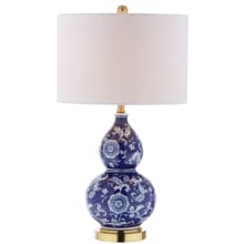 Lee Single Light 27" Tall LED Vase Table Lamp with Hardback Cotton Shade