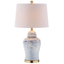 Wallace Single Light 26" Tall LED Vase Table Lamp with Hardback Cotton Shade