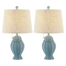 Pack of (2) Margie Wicker 21" Tall LED Accent Table Lamp