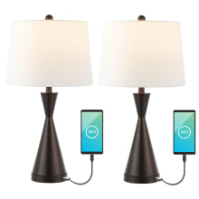 Pack of (2) - Colton 26" Tall LED Vase Table Lamp With USB Charging Port