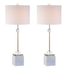 Dawson Single Light 30" Tall LED Table Lamp with Hardback Cotton Shade - Set of 2