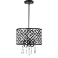 3 Light 13" Wide LED Drum Chandelier with Crystal Accents