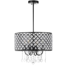 4 Light 17" Wide LED Drum Chandelier with Crystal Accents