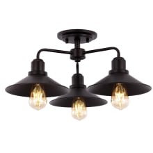 Calvin 3 Light 19" Wide LED Semi-Flush Ceiling Fixture with Metal Shades