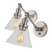 Pack of (2) Cowie 11" Tall LED Plug-In Wall Sconce with Clear Glass Shade