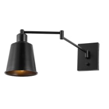 Cary 9" Tall LED Plug-In Wall Sconce with Iron Shade