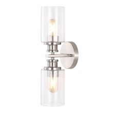 Jules Edison 2 Light 17" Tall LED Bathroom Sconce with Seedy Glass Shades