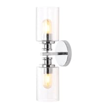 Jules Edison 2 Light 17" Tall LED Bathroom Sconce with Seedy Glass Shades