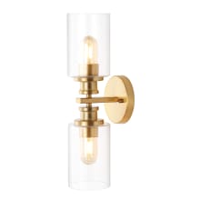 Jules Edison 2 Light 17" Tall LED Bathroom Sconce with Seedy Glass Shades