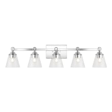 Marion 5 Light 37" Wide LED Vanity Light with Seedy Glass Shades