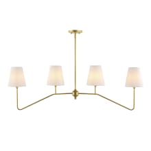 Signe 4 Light 48" Wide LED Linear Chandelier with White Linen Shades