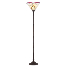 Smith Single Light 70-1/2" Tall LED Tiffany and Torchiere Floor Lamp with Stained Glass