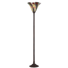 Williams Single Light 71" Tall LED Tiffany and Torchiere Floor Lamp with Stained Glass