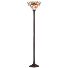 Davis Single Light 70" Tall LED Tiffany and Torchiere Floor Lamp with Stained Glass