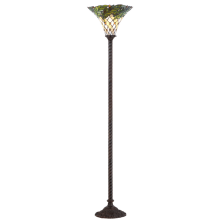 Botanical Single Light 71" Tall LED Tiffany and Torchiere Floor Lamp with Stained Glass