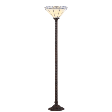 Moore Single Light 68-9/16" Tall LED Tiffany and Torchiere Floor Lamp with Stained Glass