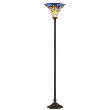 Peacock Single Light 70" Tall LED Tiffany and Torchiere Floor Lamp with Stained Glass