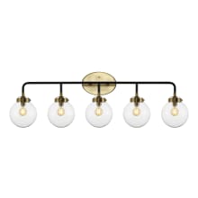 Caleb 5 Light 38" Wide LED Vanity Light with Clear Glass Shades