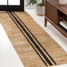 Natural Fiber 2' x 8' Jute Hand Woven Solid and Striped Indoor Runner