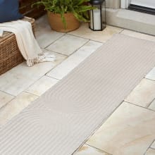 Scandinavian 2' x 8' Geometric and Striped Indoor/Outdoor Runner with Thin Rug Pile