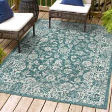 Santa Monica 7-3/4' x 10' Polypropylene Abstract, Border, Botanical, and Geometric Indoor/Outdoor Rectangular Area Rug