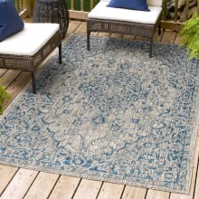 Santa Monica 7-3/4' x 10' Polypropylene Vintage Traditional Indoor / Outdoor Rectangle Area Rug