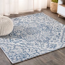 Santa Monica 9' x 9' Polypropylene Border, Botanical, and Traditional Indoor/Outdoor Square Area Rug