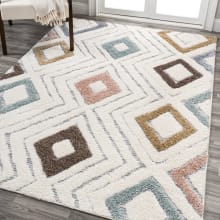 Santa Theresa 4' x 6' Shag Polypropylene Geometric and Trellis Indoor Rectangular Area Rug