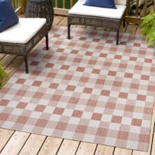 Tuscan Sun 7-3/4' x 10' Polypropylene Geometric and Plaid Indoor/Outdoor Area Rug