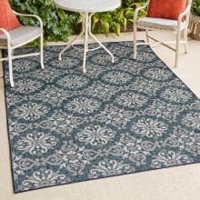 Tuscan Sun 7-3/4' x 10' Flowers, Traditional, Trellis, and Vintage Indoor/Outdoor Rectangular Area Rug