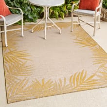 Tuscan Sun 3' x 5' Border, Palm Tree, and Traditional Indoor/Outdoor Rectangular Area Rug