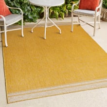 Tuscan Sun 4' x 6' Border and Solid Indoor/Outdoor Rectangular Area Rug