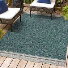 Tuscan Sun 4' x 6' Border and Solid Indoor/Outdoor Rectangular Area Rug