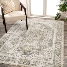 Washable 7-3/4' x 10' Polyester Border and Traditional Indoor Rectangular Area Rug