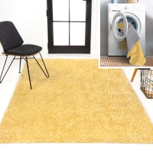 Washable 7-3/4' x 10' Shag Polyester Solid Indoor Rectangular Area Rug