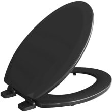 Black Deluxe Molded Wood Toilet Seat, Closed Front with Cover, Elongated