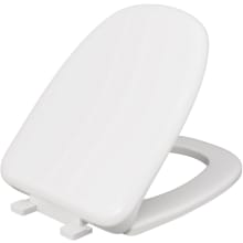 White Deluxe Plastic Toilet Seat, Square Closed Front with Cover to fit Eljer® Emblem, Slow-Close, Elongated
