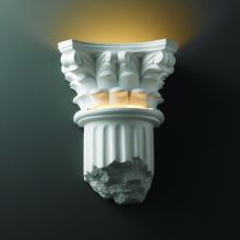 Single Light 15.5" Corinthian Column Interior Wall Sconce Rated for Damp Locations from the Ceramic Collection
