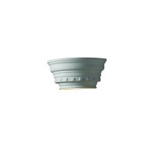 Single Light 14.75" Indoor Curved Dentil Molding Wall Sconce with Glass Shelf Rated for Damp Locations from the Ceramic Collection