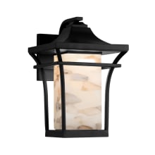 Alabaster Rocks! Single Light 17" Tall 3000K LED Outdoor Wall Sconce with Shaved Alabaster Rocks Cast Into Resin Rectangular Shade